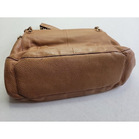 Tory Burch Marion Whipstitch Leather Saddle Convertible Chain Crossbody Tan Bag - Picture 11 of 16